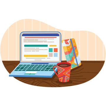 Creative blogger work place vector flat cartoon