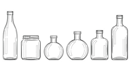 Collection of various glass containers Vector
