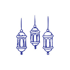 Obraz premium Three Hanging Moroccan Lanterns Illustration