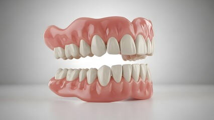 Fototapeta premium Complete Dentures Side View Isolated on Neutral Background