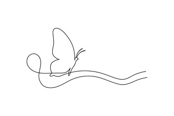 Butterfly line art minimalist continuous one line outline vector illustration
