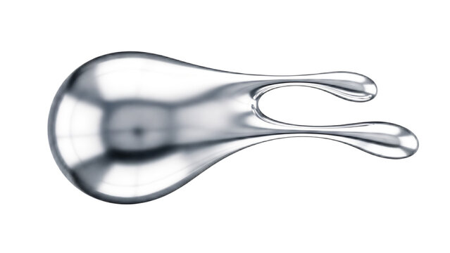Single 3D chrome liquid metal blob futuristic mercury