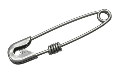 Vintage silver safety pin with metallic reflection