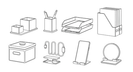 Modern office supplies set