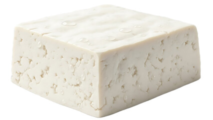 Raw block of fresh white tofu wet porous texture