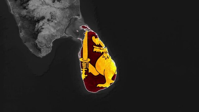 Sri Lanka highlighted in vibrant colors on detailed map background