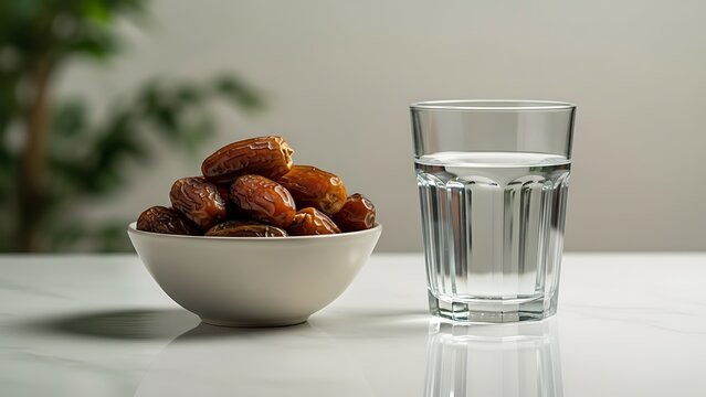 Ramadan dates and water for suhoor and iftar