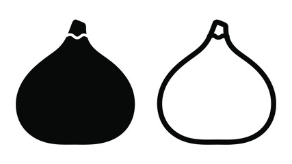 Two abstract shapes one filled and one outlined a distinct silhouette