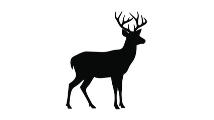 Obraz premium Majestic stag with large antlers stands in a striking black silhouette