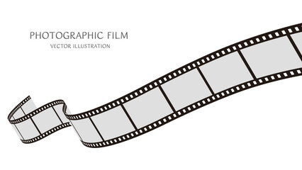 16:9の背景素材：ダイナミックな動きをした35mm写真フィルムのベクターイラストデータ