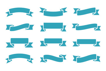 Obraz premium Turquoise Ribbon Banners Set