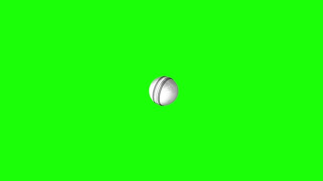 white cricket leather ball animation video on green background