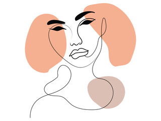 Minimalist Line Art Woman with Abstract Shapes