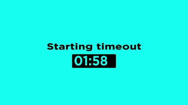 120 to 0 seconds,Two minutes countdown with animated text streaming starting time out 4k video on dark background