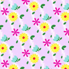 Obraz premium Colorful Flower Seamless Pattern Cute Floral Background