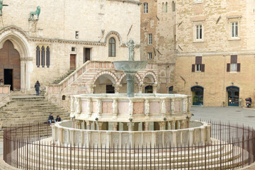 The Fontana Maggiore in Perugia, Italy, a 13th-century fountain by Nicola and Giovanni Pisano, located in Piazza IV Novembre.