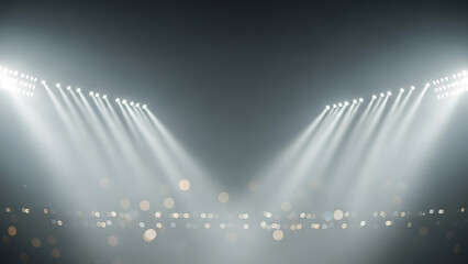 Bright stadium lights illuminate the night sky with a powerful glow.