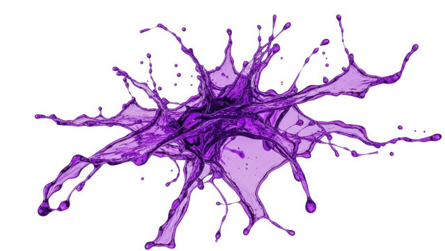 Vibrant purple liquid splash isolated on white background
