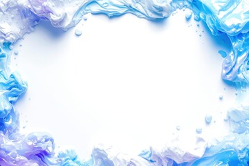 A blue and white frame with a splash of color