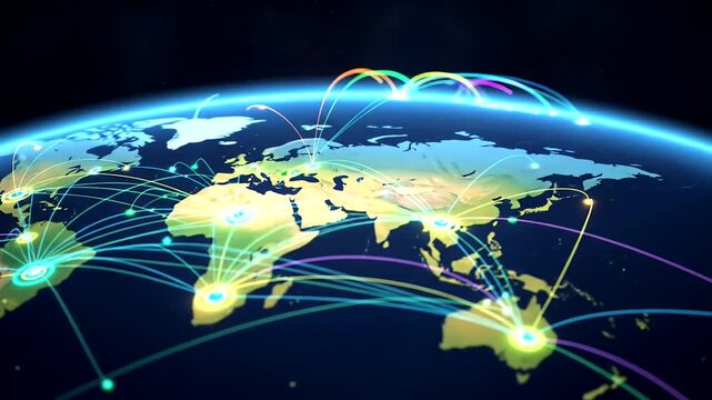 Global Network Connections Earth from Space.