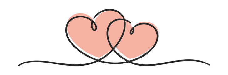 Romantic heart couple vector illustration decorative love swirl outline clipart graphic design element abstract shape symbol on transparent background