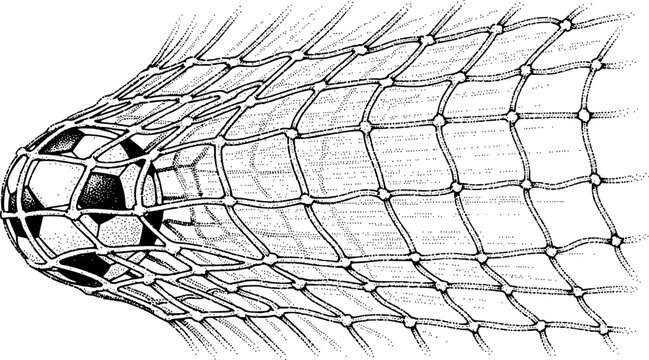 Football Goal Net Impact Distortion Stipple Vector
