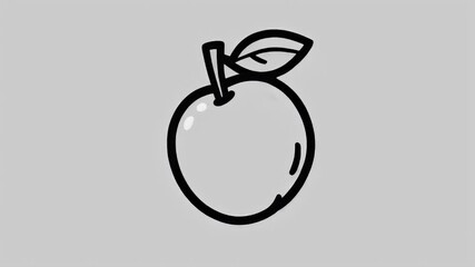 Minimalist Line Art Illustration of a Fresh Apple Icon, Representing Healthy Eating, Fruit, and Organic Food Concepts with a Simple Design