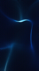 Naklejka premium Abstract Blue Data Wave Background with Flowing Particles ,Futuristic Blue Data Flow Abstract Technology Vertical Social Media Background