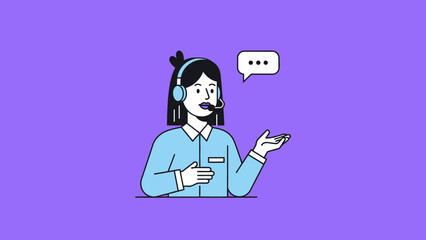 Woman Wearing Headset and Speaking.