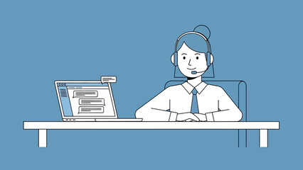 Illustration of Businessman Working on Laptop Computer.