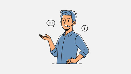 Man using mobile phone with chat bubbles.