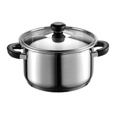 Saucepan With Lid Stainless Isolated On Transparent Background