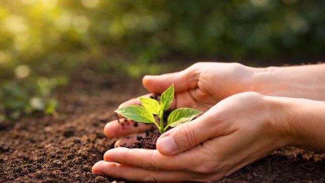 Hand seedling and protects that are growing.

