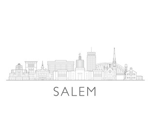 Obraz premium Salem Oregon cityscape illustration skyline drawing