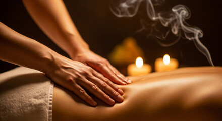 Close-up erotic tantric massage in an atmosphere of deep tantric meditation for sensual awakening, increased intimacy and energy.