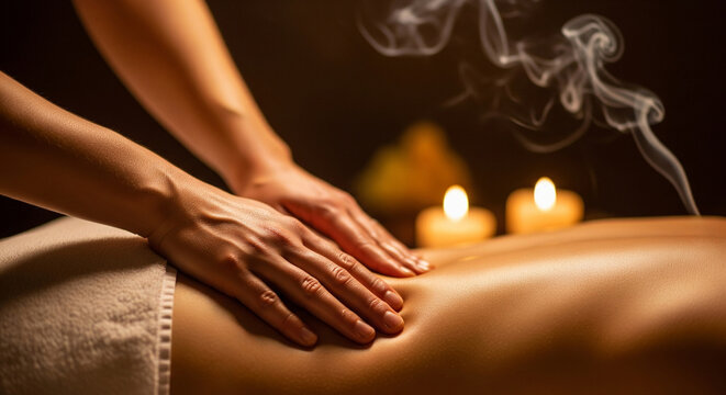 Close-up erotic tantric massage in an atmosphere of deep tantric meditation for sensual awakening, increased intimacy and energy.