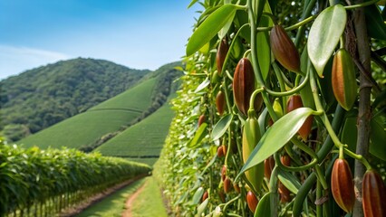 Vanilla vine plantation