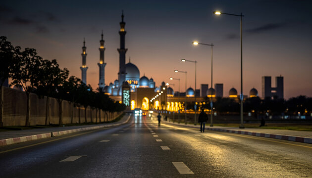 mosque at night