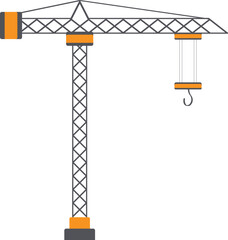 Construction Tower Crane Flat Vector Illustration Isolated On White Background