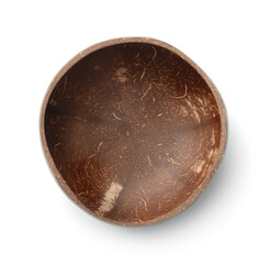 Top view of empty coconut shell bowl