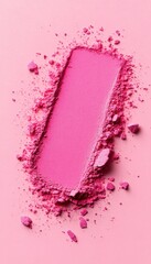A swatch of bright pink powder, spread across a lighter pink background, evoking femininity and boldness with its soft texture.