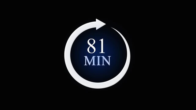 White Circular Arrow with Number 81 and Letter M on Dark Blue Gradient Background circle