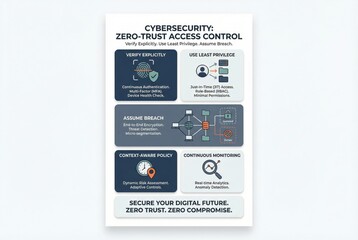 Obraz premium Cybersecurity Zero Trust Access Control Framework Ensuring Data Integrity Through Explicit Verification and Continuous Monitoring Against Breaches with Dynamic Risk Assessment Tools