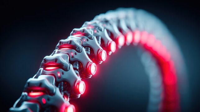 A futuristic spine concept glows with red light, showcasing advanced medical technology.