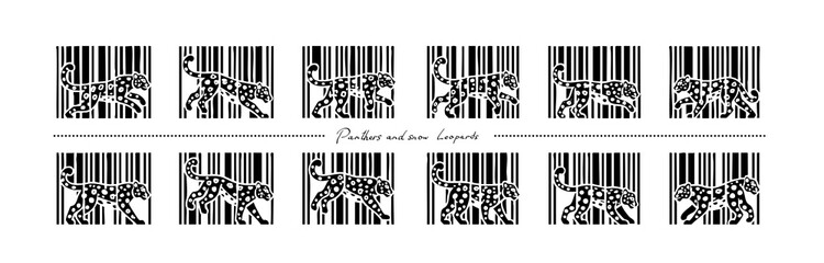 Snow leopard panther lion predator similar to QR code, barcode