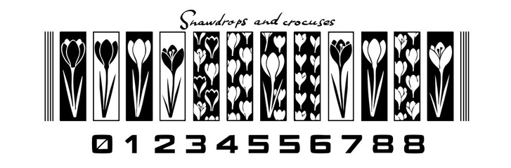 Flowers snowdrops heather similar to QR code, barcode