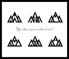 Mountains sea sun travel vacation adventure in the form of QR code, barcode