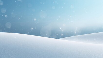 Minimal snowy landscape background with gentle snowfall and smooth white curves representing winter season, cold weather, and festive design backdrop