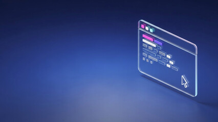 Modern coding interface displayed on a sleek, futuristic screen with a cursor