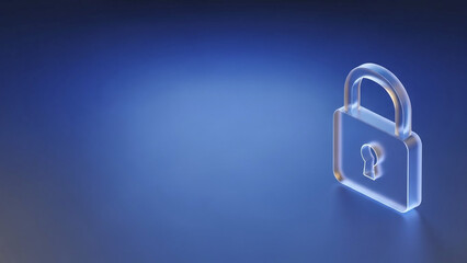 3D rendered padlock icon on a gradient blue background